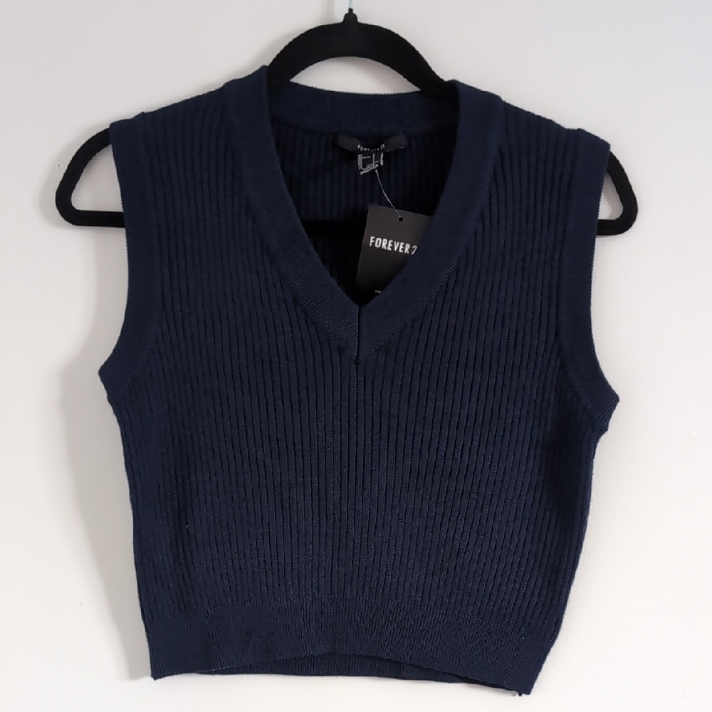 Forever 21 Navy Ribbed Knit Top